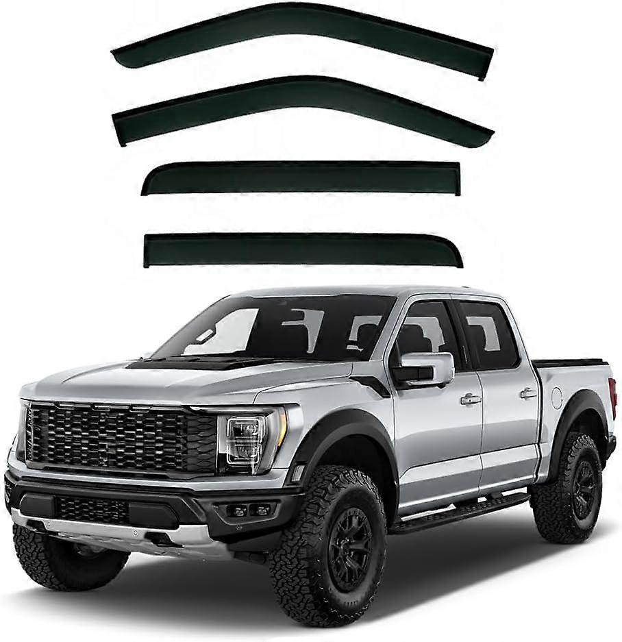 Side Window Rain Guards, Sunshade Vent Visors, Wind and Rain Protection Accessories for Ford F150 Raptor MK3-P702 2021+