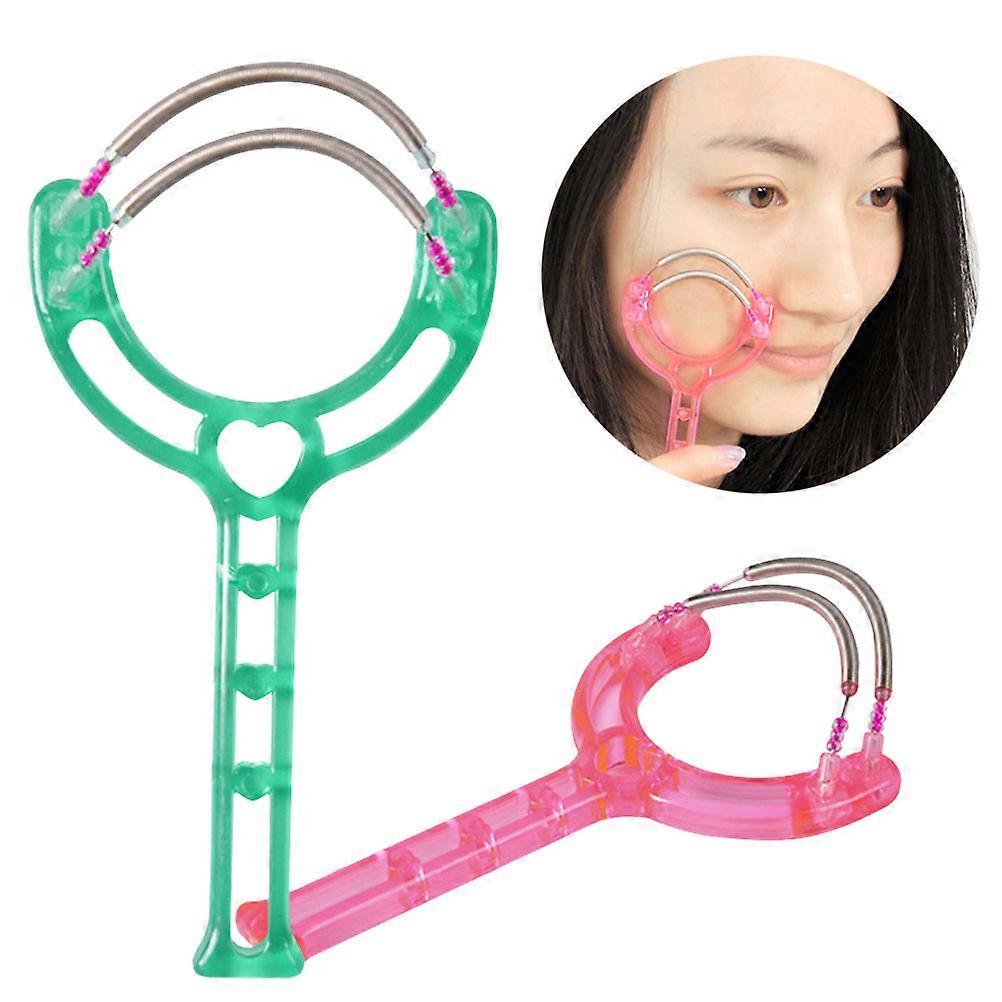2pcs Plastic Hair Removal Spring Device Handheld Facial Epilator Tools for Beauty (Random Pattern)