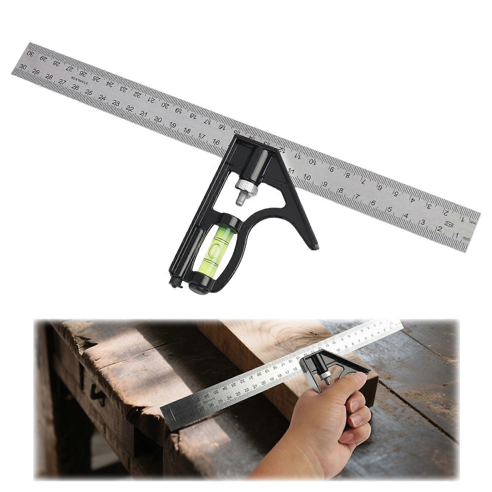 Combination Angle 300 mm, Precision Angle Spirit Level And Scriber Needle, Zinc Alloy Handle, Carpenter's Angle 45/90