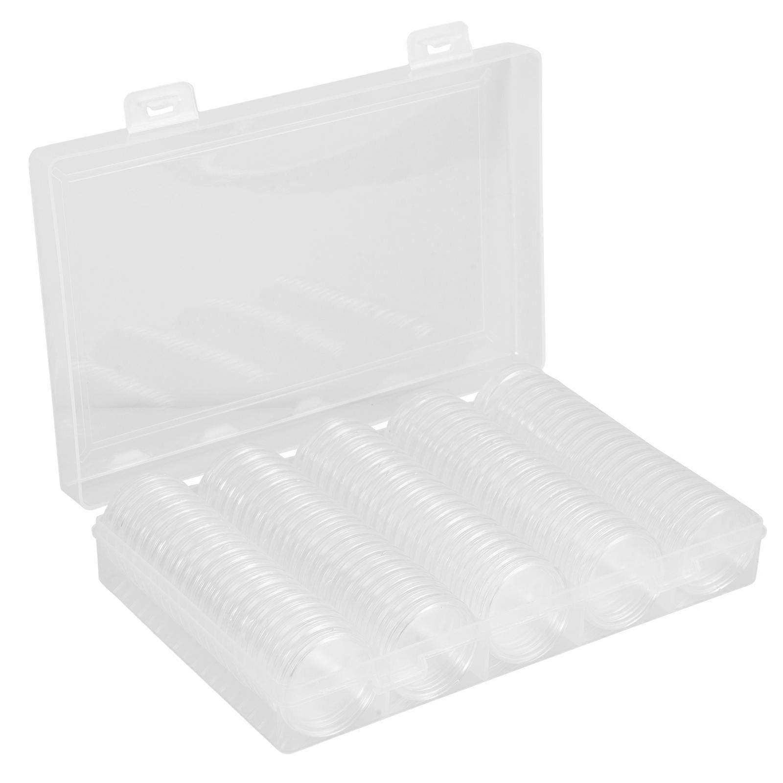 100 Pieces 27mm Coin Capsules Round Plastic Holder Case with Storage Organizer Box for Coin Collection Storage