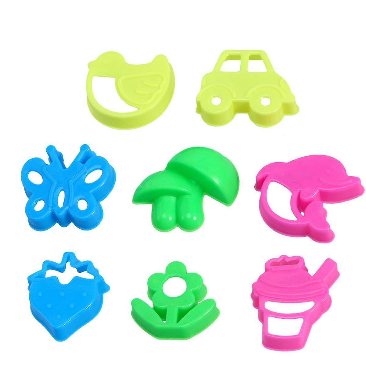 Plastic Sand Molds Set for Kids Playing with Assorted Color and Various Shapes like Flowers Butterfly 8pcs