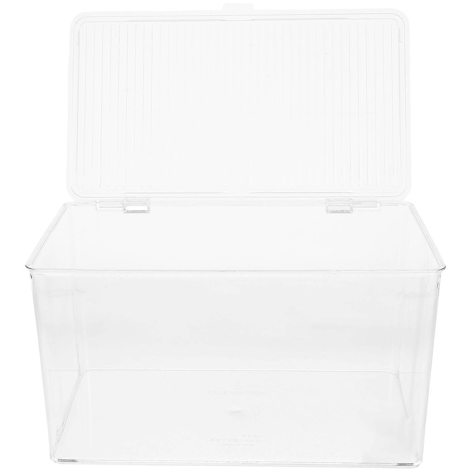 Transparent Plastic Storage Box with Lid for Desktop Organization at Home or Office 12.5 x 8.3 x 6.7 inches