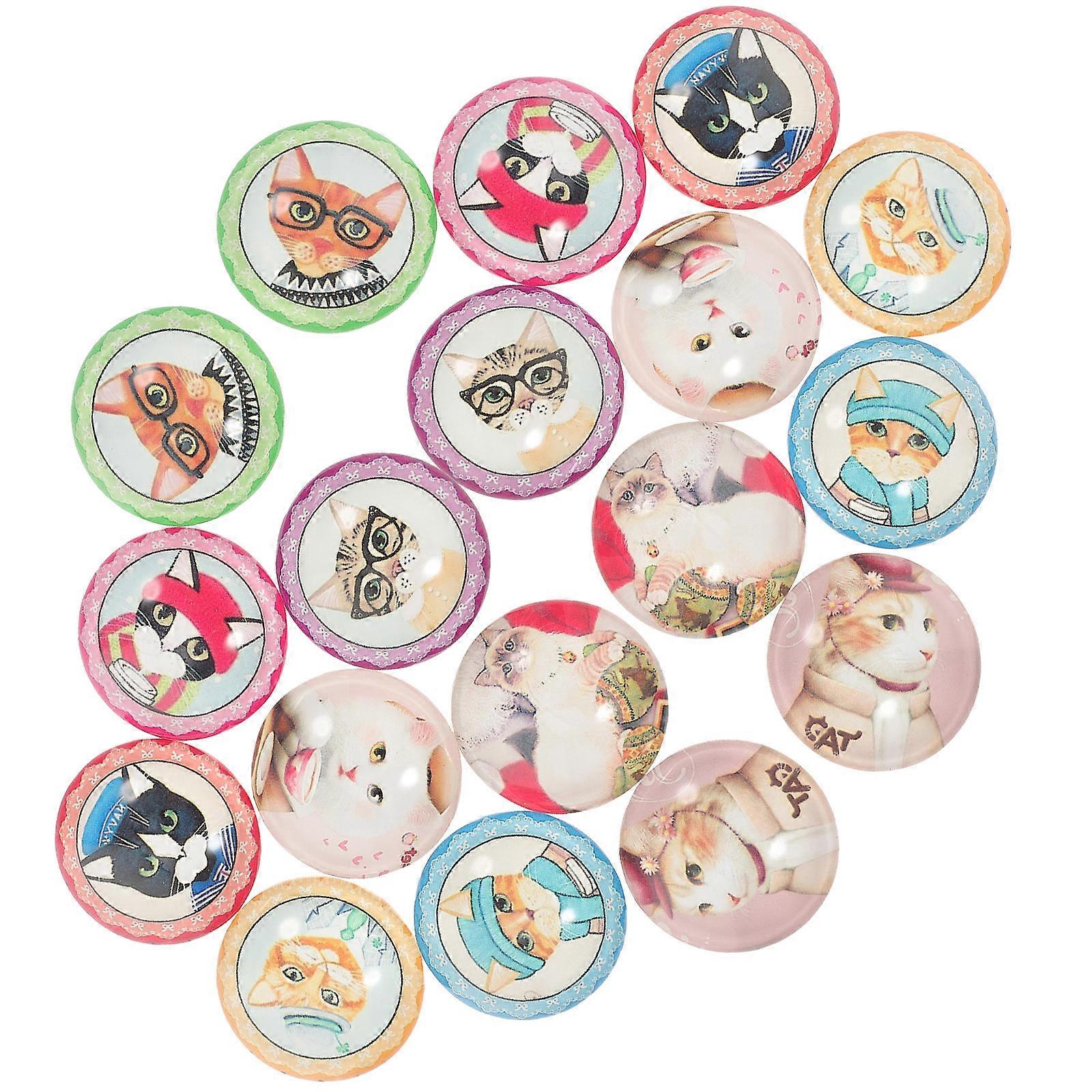 Glass Patch 20Pack Delicate Cat Dog Pattern Refrigerator Stickers For DIY Projects Mixed Color 25mm Creative Home Decoration