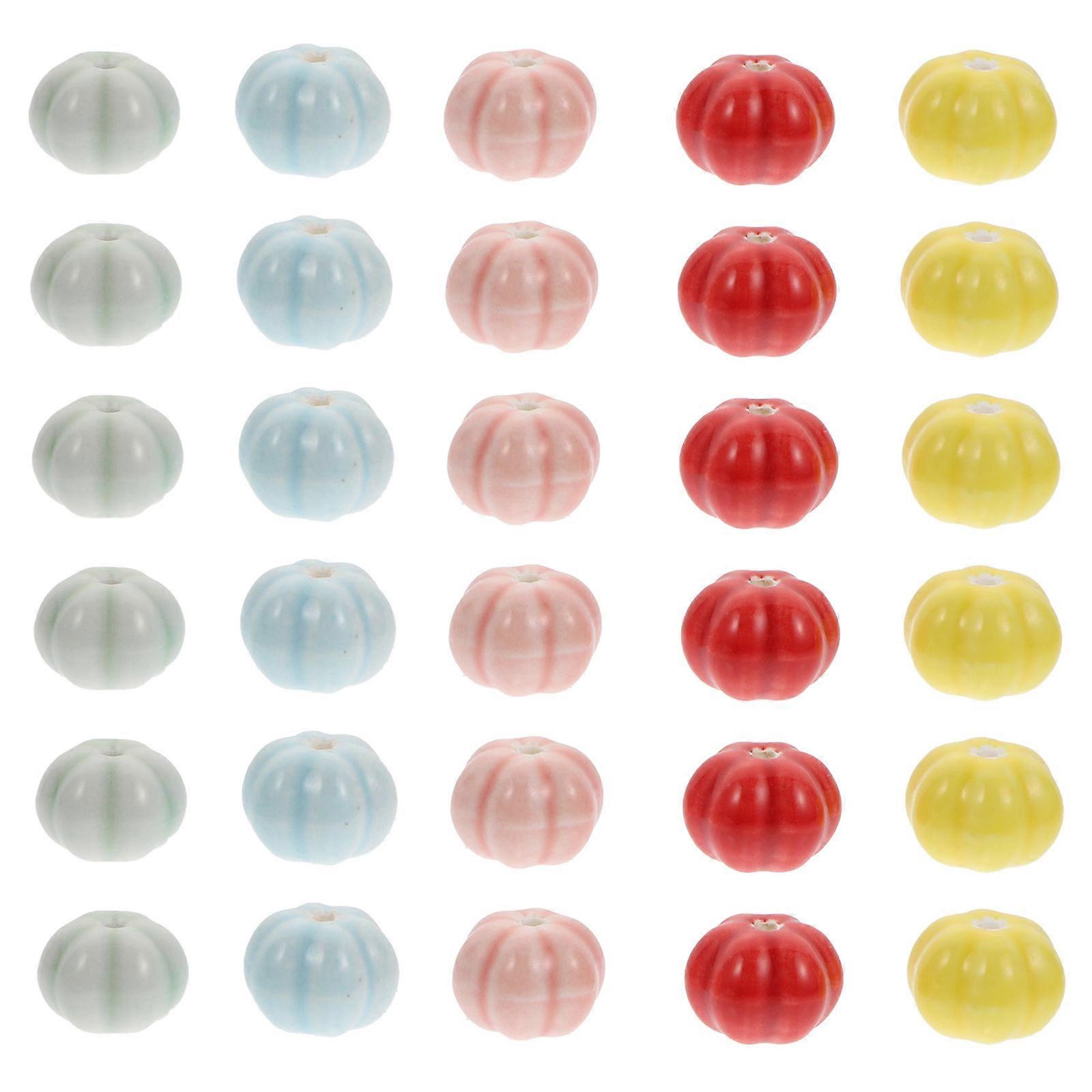 Ceramic Pumpkin Beads for Jewelry Craft Making Assorted Color Smooth Surface 40 Pieces