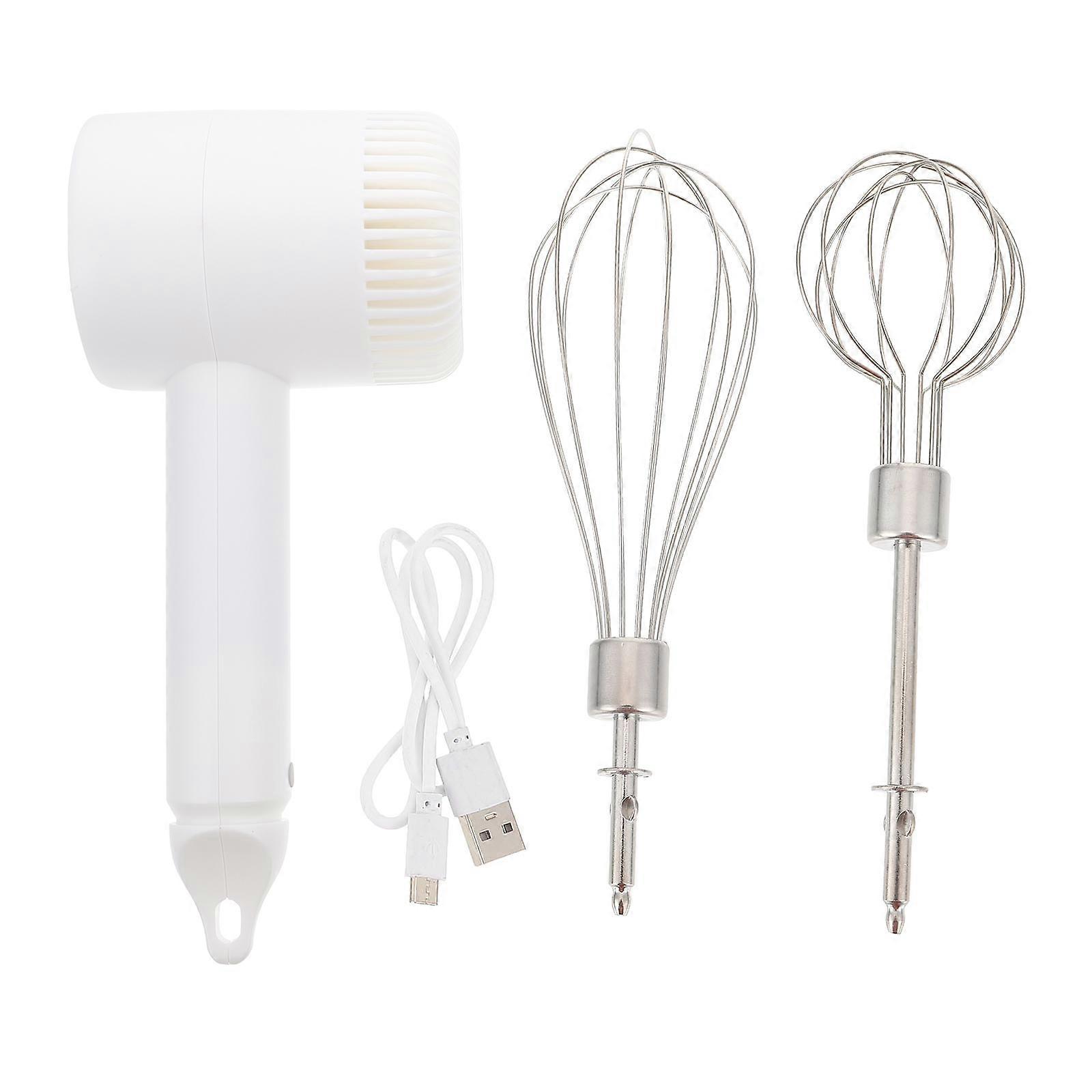 Cordless Electric Hand Mixer with Ergonomic Handle for Easy Mixing and Blending in White, ABS, Stainless Steel, and Silicone, Compact Size