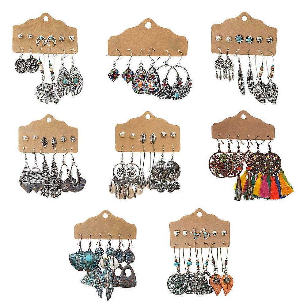 Chic Design Drop Earring Sets for Women 8 Sets Bohemian Style Assorted Color Daily Wear Stylish Decoration