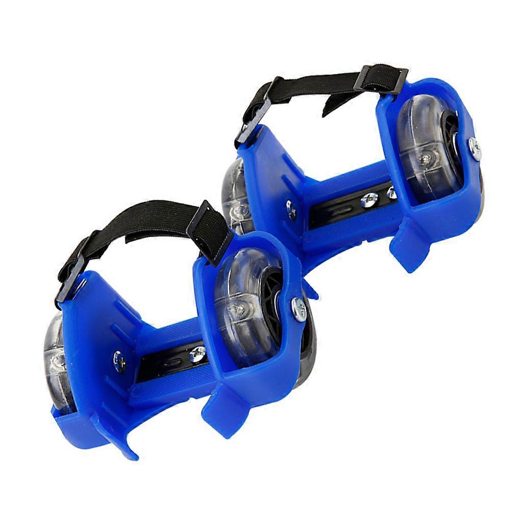 Patins à roulettes clignotants pour enfants Accessoires de patins bleus réglables pour s’amuser en plein air 1 paire fournissant un support portable
