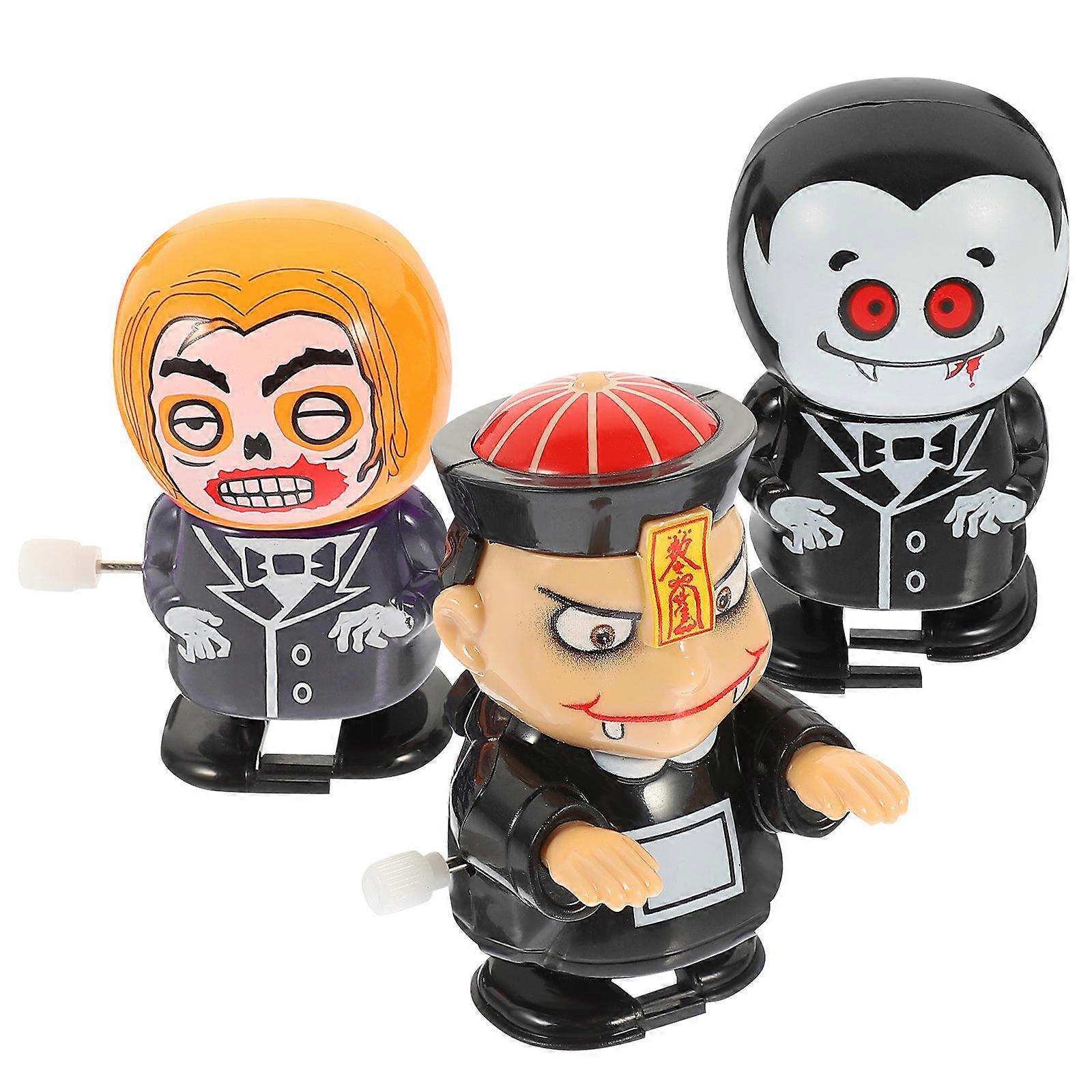 3pcs Halloween Wind Up Vampire & Zombie Cartoon Figures for Party Favors – Safe Edges, No Size or Color