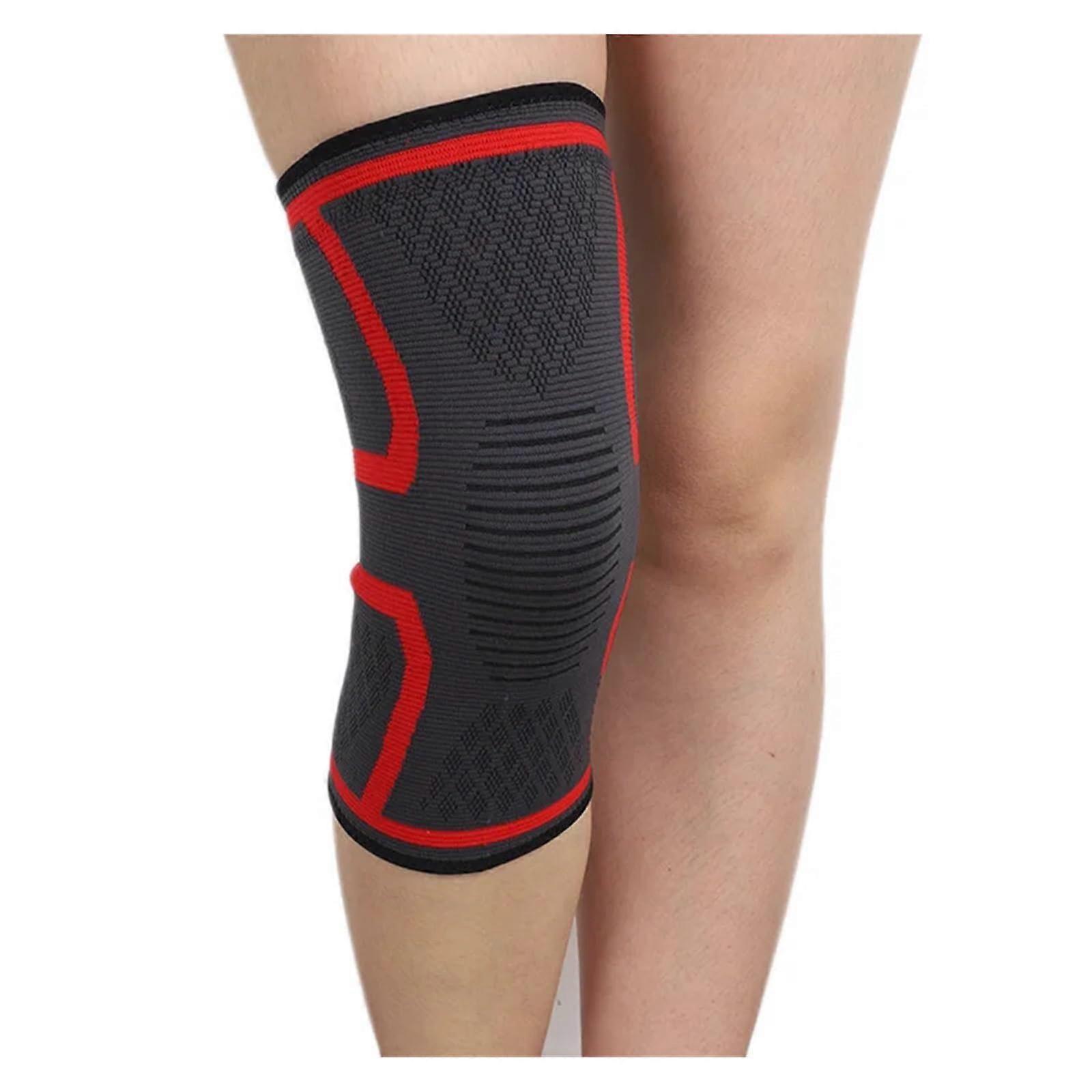 1 Pair Elastic Knee Pads Nylon Sport Fitness Kneepad Fitness Gear Brace for Running Basketball Volleyball Support for Basketball (Red, M) M Red