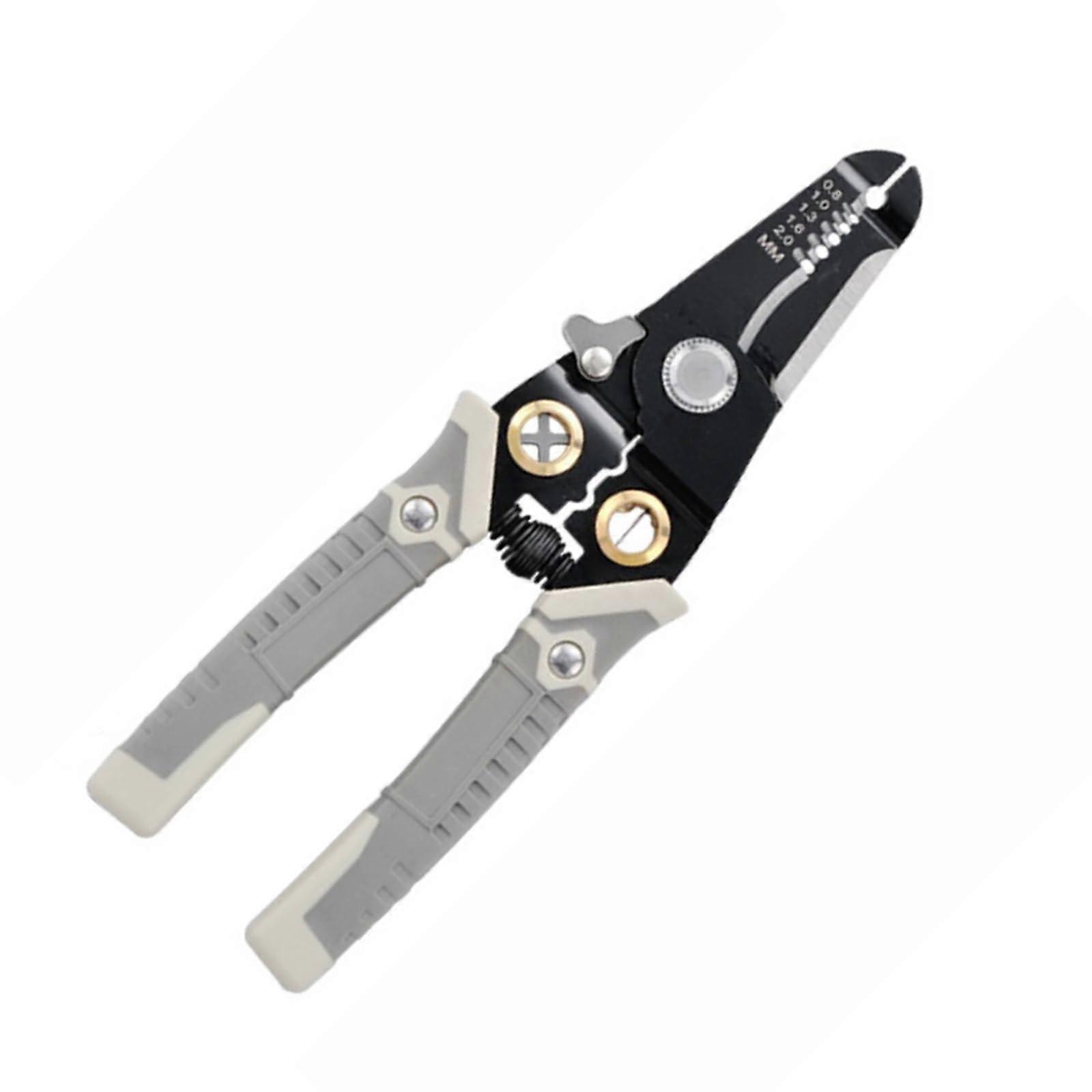 Wire stripper, multifunctional tool for cutting cable ties, comfortable grip, crimping pliers, wire cutter, gray