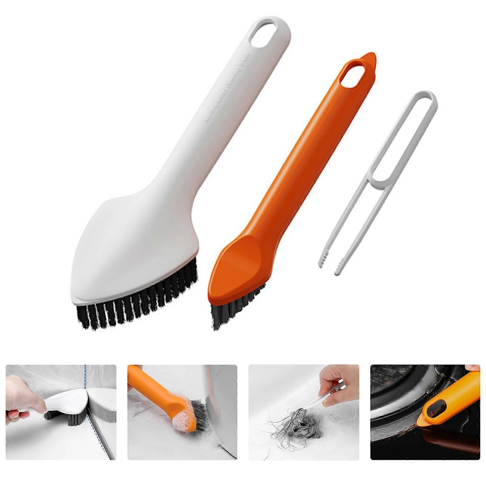 Multifunctional Floor Seam Brush, 3in1 Cleaning Brush with Tweezers
