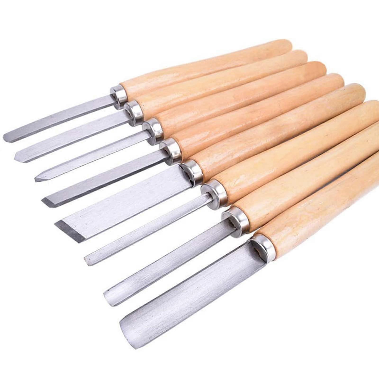 HSS Wood Turning Knife Set: 3 Hollow Chisels, Parting, Roughing, Round, 2 Straight