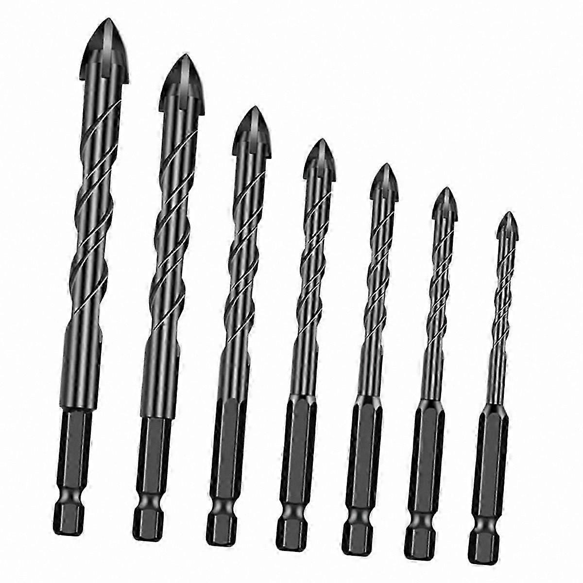 7-Piece Hex Shank Drill Bit Set for Wood, Tile, and Multipurpose Drilling Tasks