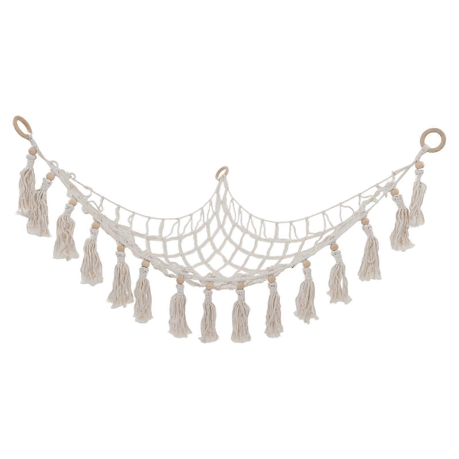 Storage Hammock Triangular Bohemian Style Cotton Rope Weaving Stuffed Animal Storage Net for Boys 100*100*120cm