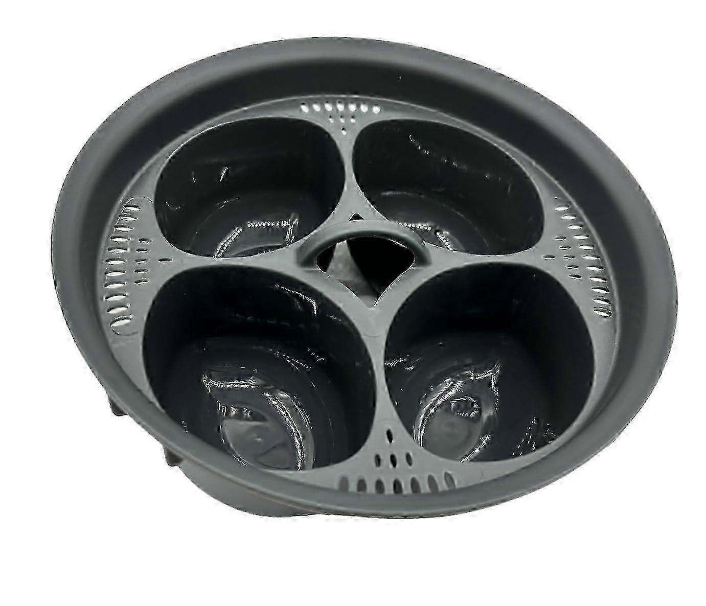 ملحق صياد بيض دائري من السيراميك للطبخ 4 بيضات ، تصميم باللون الأزرق ، مثالي للاستخدام في المطبخ المنزلي