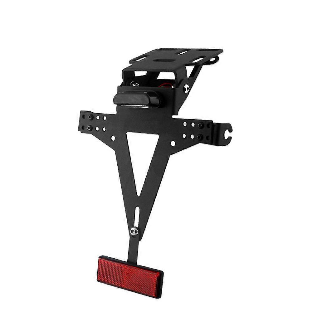 Universal Metal License Plate Frame for Motorcycle Adjustable Angle Bracket Black