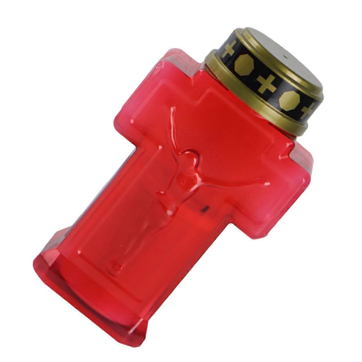 Jesus Led Memorial Candle Red Shell Flameless Devotional Light With Authentic Glow For Cemetery And Garden Decor