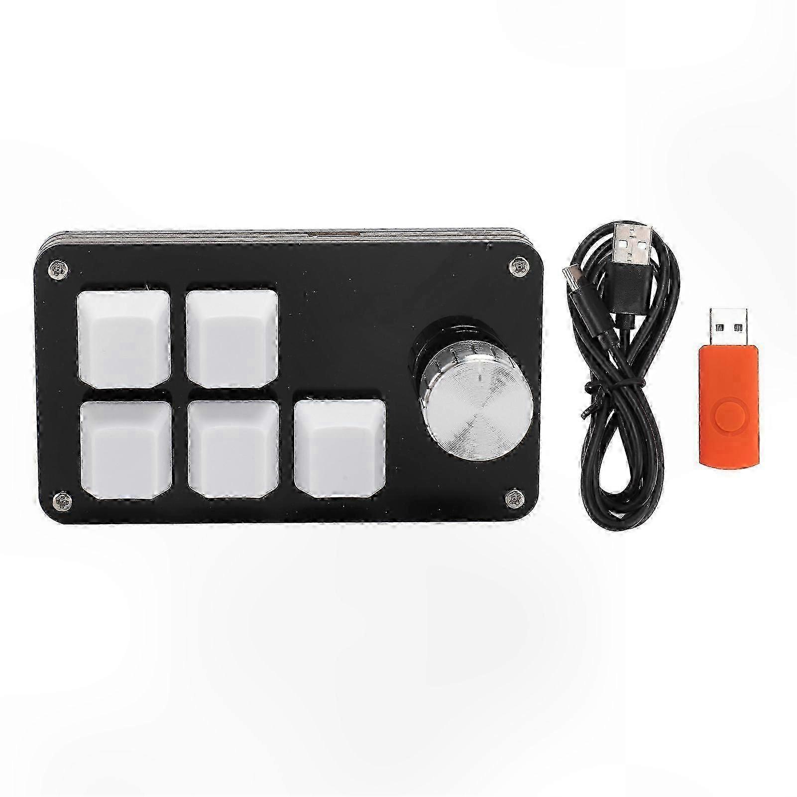 Mini 5 Key Keypad with Knob Custom Programming Hot Swappable Blue Switch One Handed Macro Mechanical Keyboard for Gaming