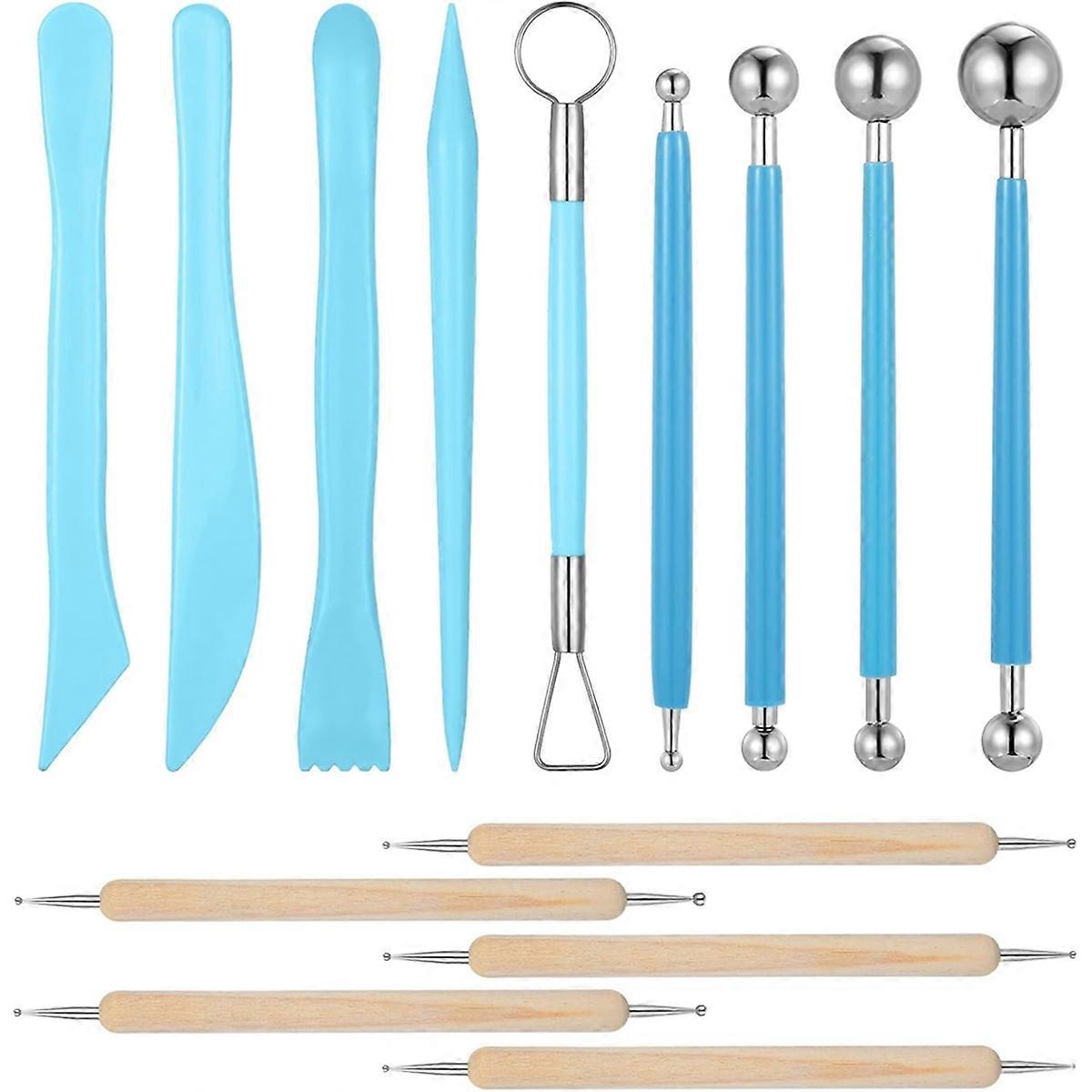 14 Pcs Clay Tool Set,Blue Clay Tool, Modeling Clays Tools, Polymer Clays Tools for for Adults, Pottery Craft, Dotting