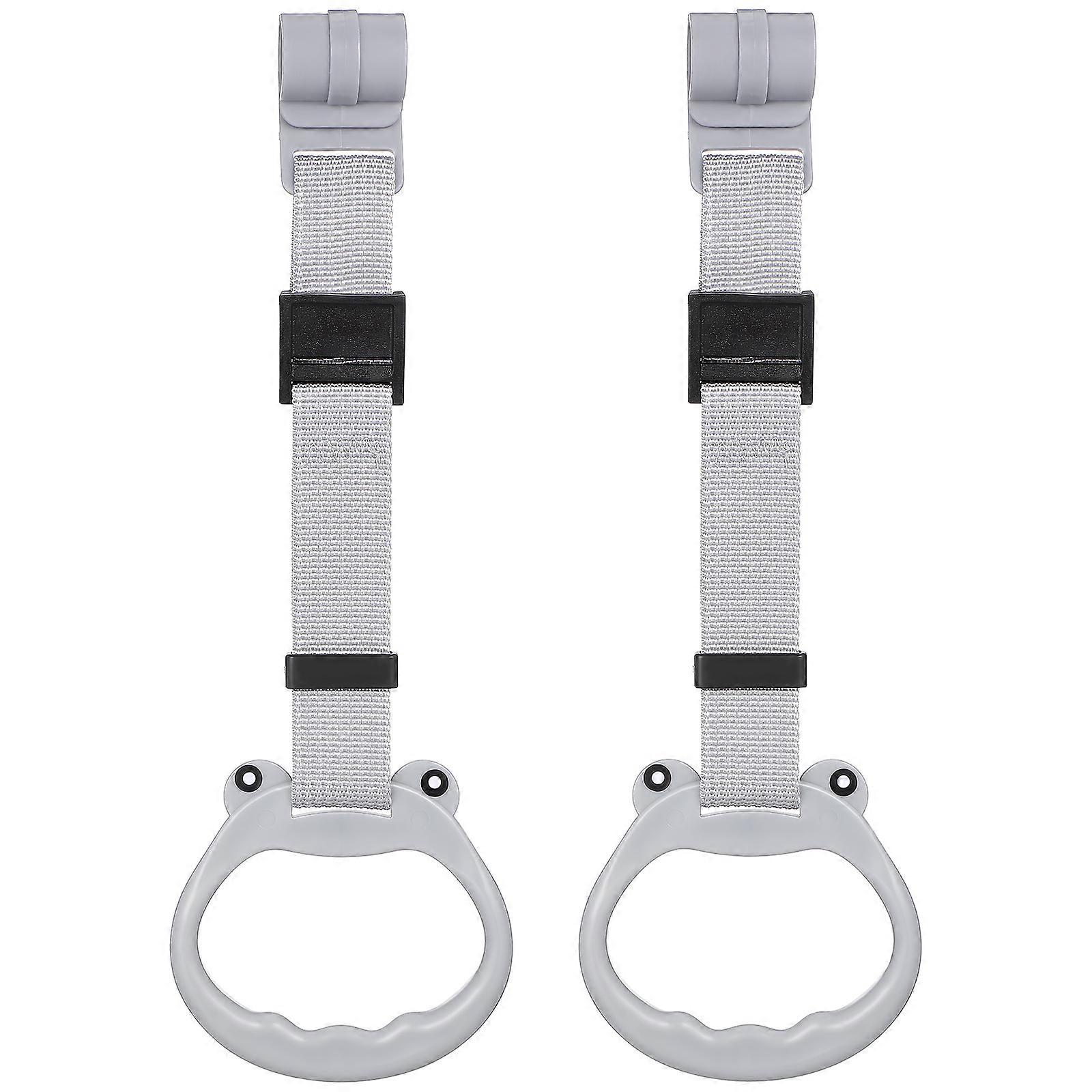 Pull Rings Infant Bed Ring Child Development Light Grey Plastic Non-Slip Grip 2Pcs