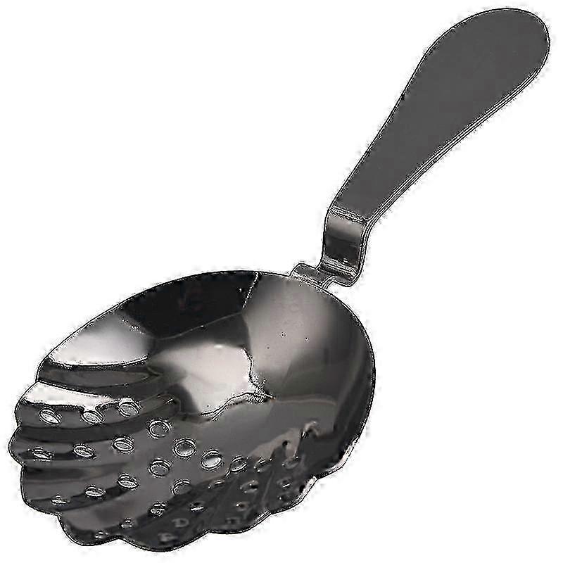 Stainless Steel Shell-shaped Cocktail Strainer & Bar Tool for Ice and Fruit Straining - Black Drink Accessory