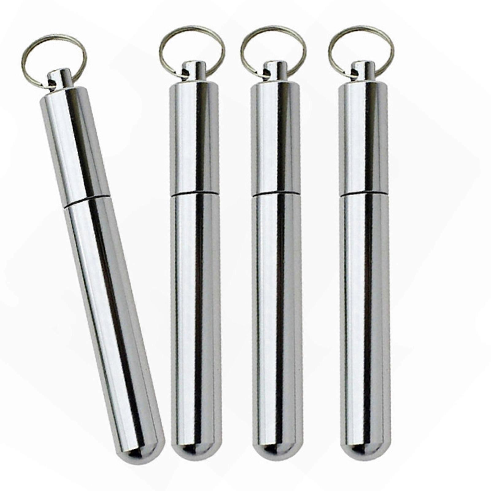 Rustproof Aluminum Alloy Storage Tin Compact Design Camping Toothpick Tin For Toothpicks Medicine Earphone Cords  S Silver