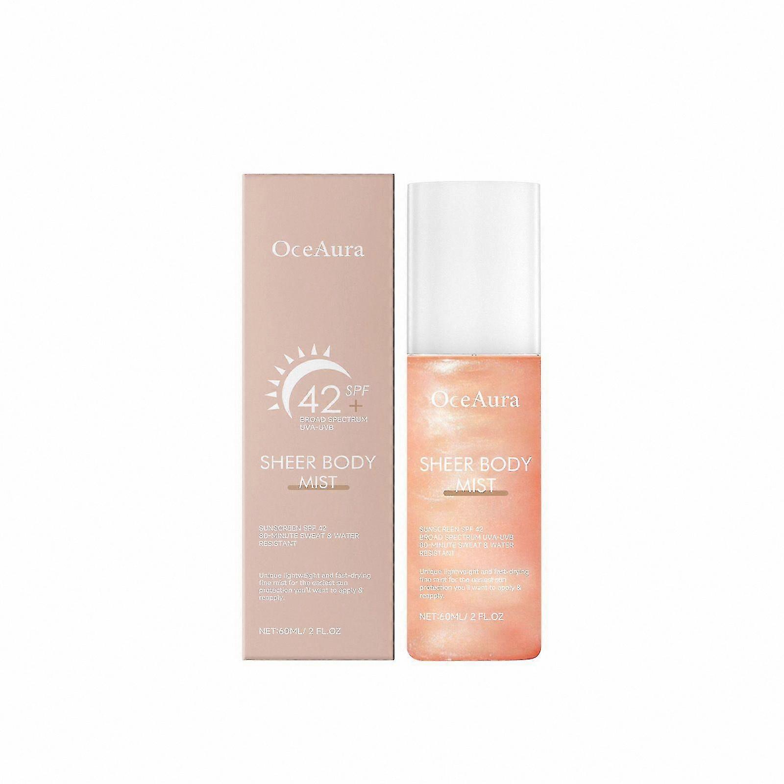 Shimmering Hydrating Sunscreen Mist SPF 42, Lightweight Glow Spray for Brightening Skin with a Makeup-Friendly Finish