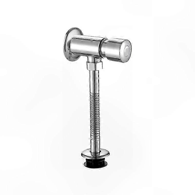 Chrome Wall-Mount Push Button Urinal Flush Valve with Manual Delay and Automatic Close Function