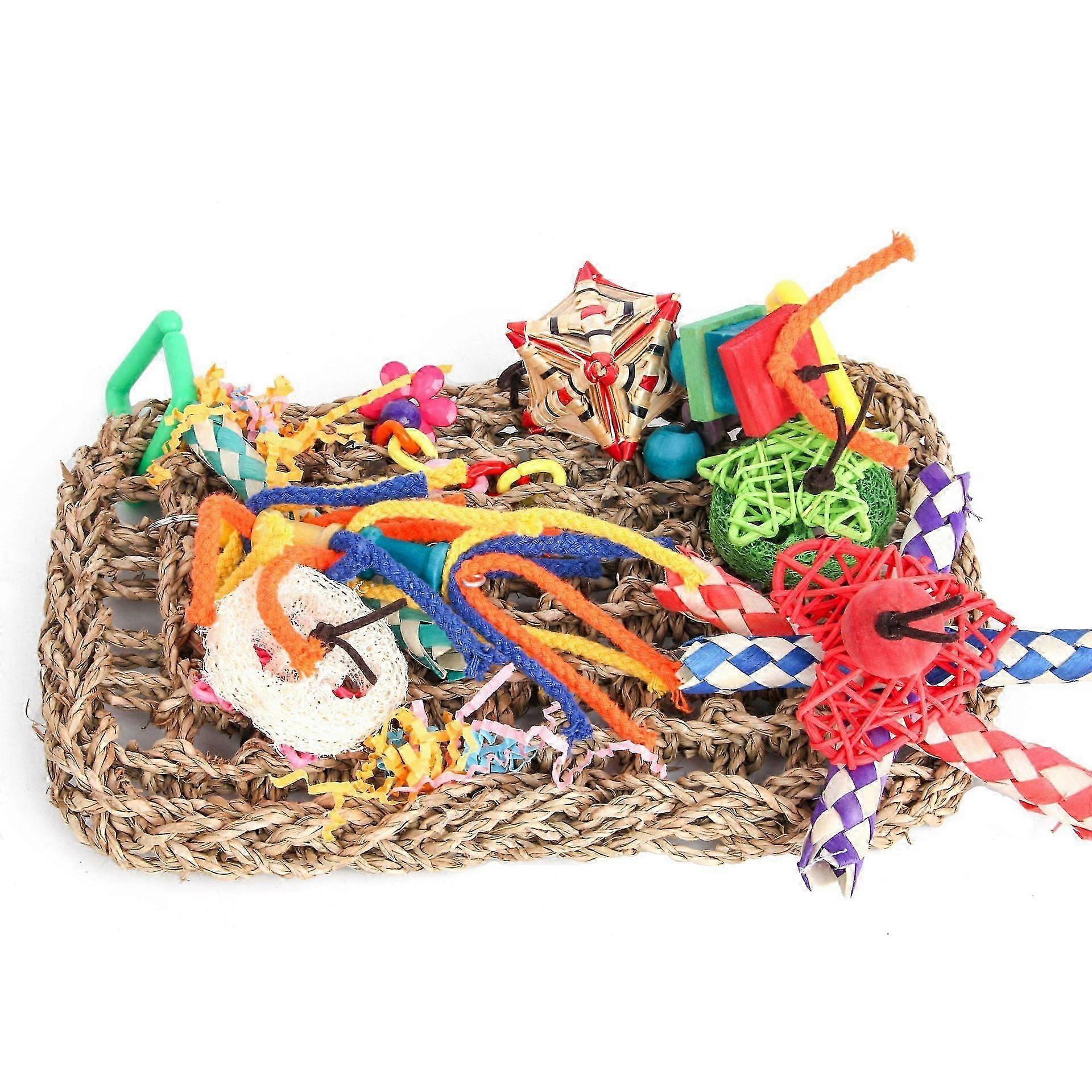 Safe Non-toxic Bird Toys Straw Bite Climbing Net Parrot Funny Hammo...