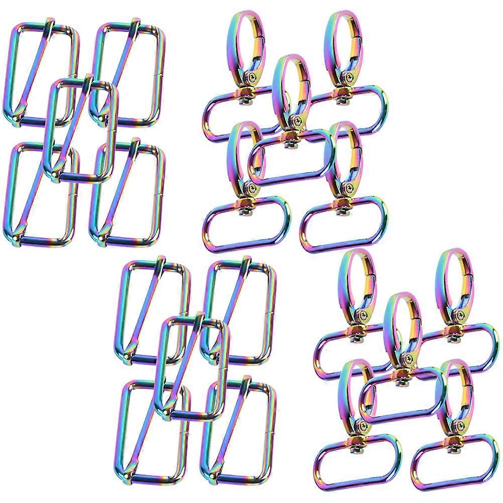 1 set of Rainbow Swivel Hook Claw Clasp Slide Buckles Dog Collar DIY Buckles