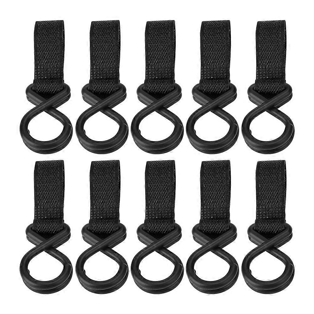 10Pcs/set Stroller Hook Multi Purpose Hooks Hanger for Baby Diaper Bags(Black)