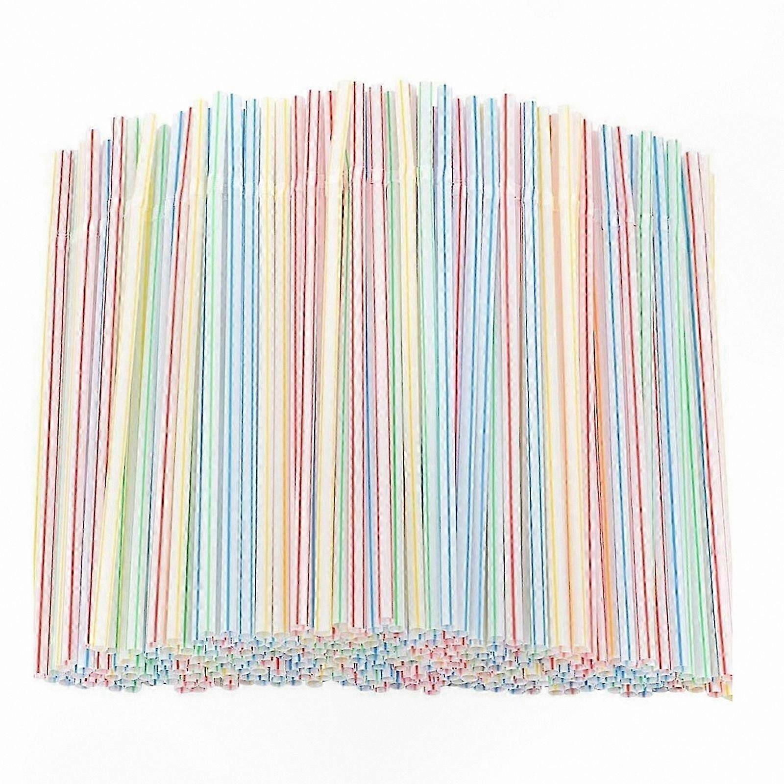 Flexible Striped Drinking Straws, 500-Pack, Multi-Color Plastic for Daily Use