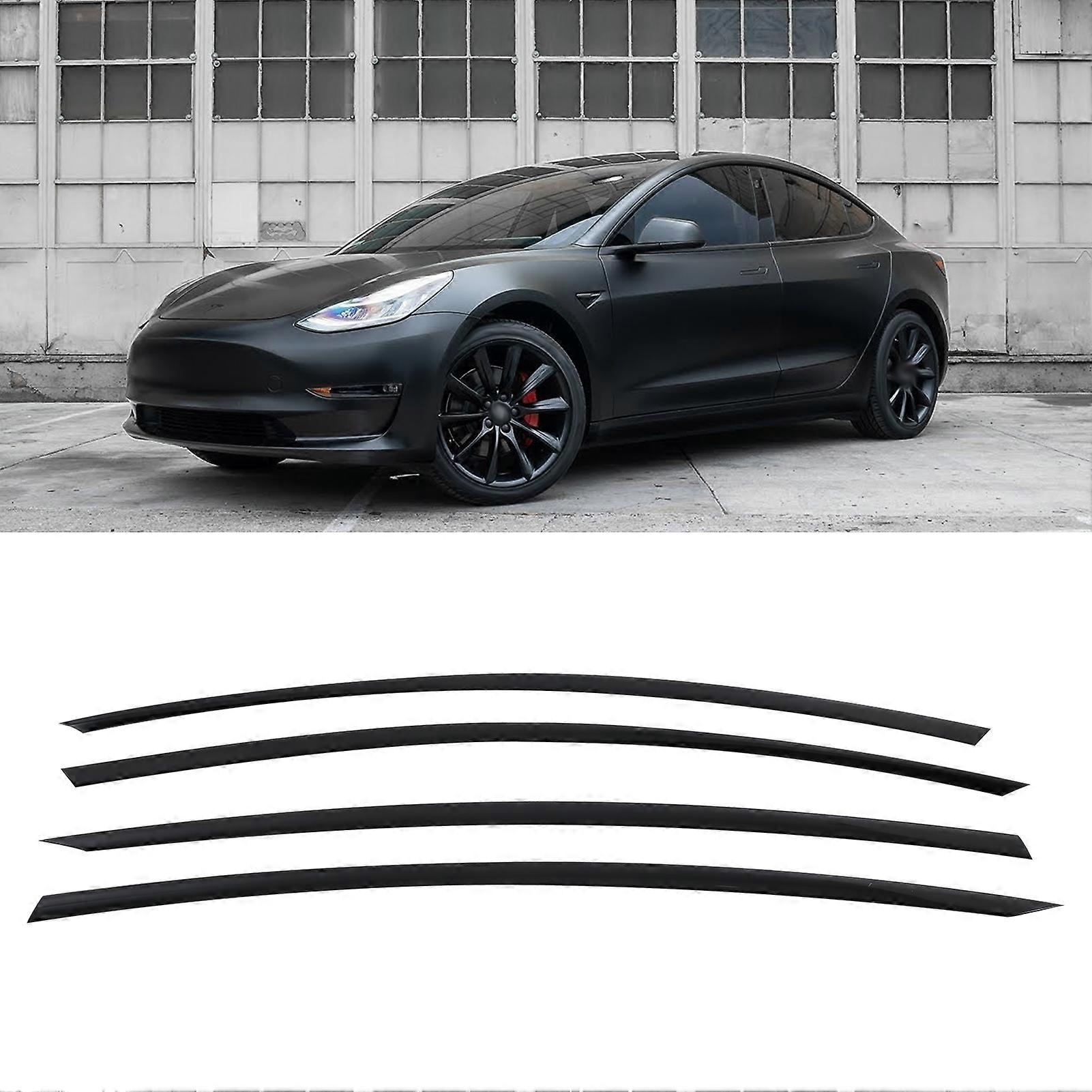 4pcs Black Window Visor Vent Rain Shade Deflector for Model 3 2018+