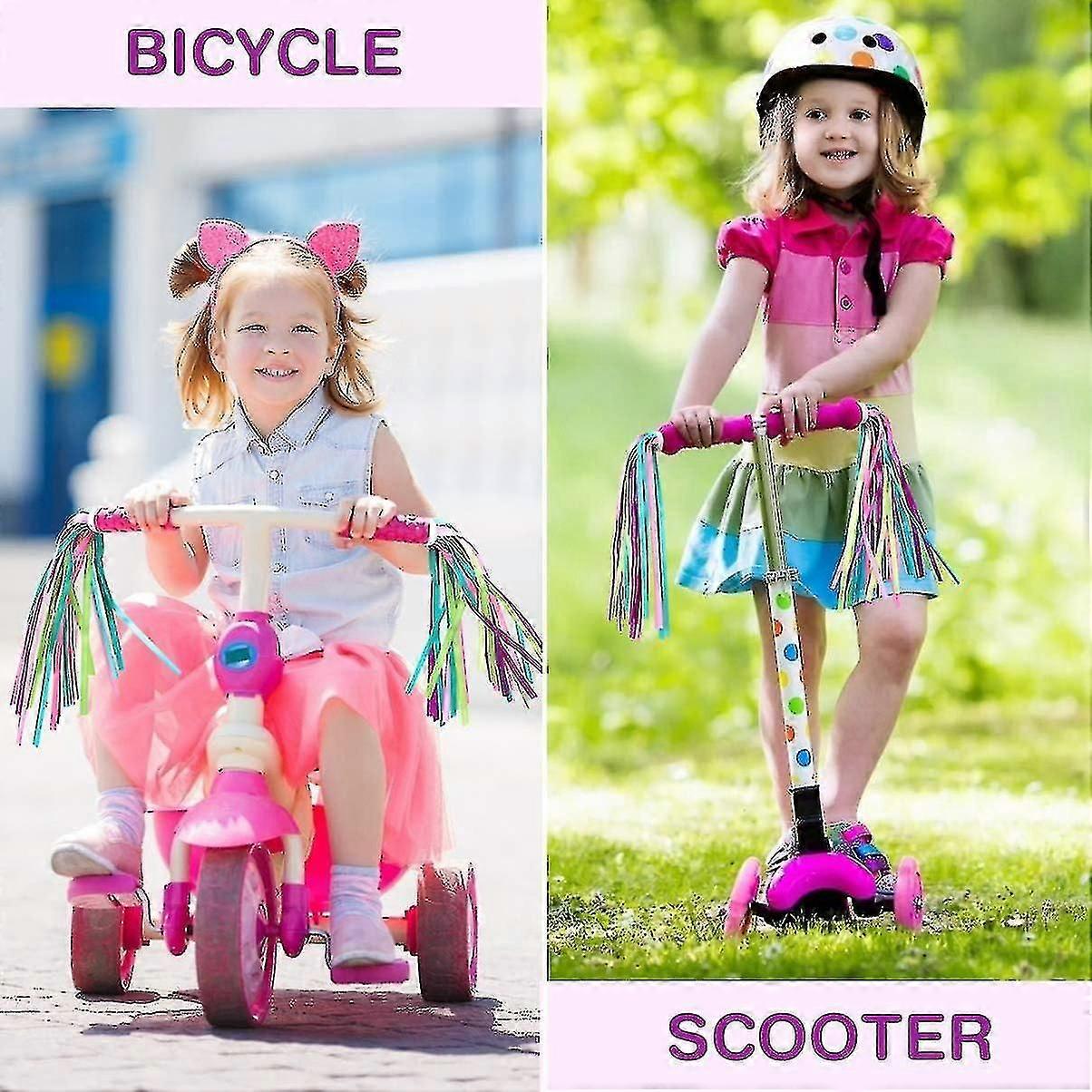 キッズ自転車タッセルリボン、女の子と男の子のための1ペアカラフルなバイクハンドルバーストリーマー - スクータータッセル子供用バイクアクセサリー-CE