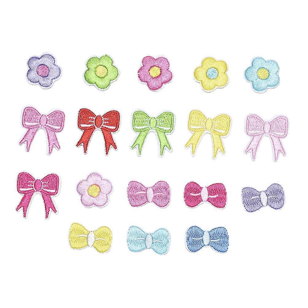 Cartoon Applique Bowtie Flower Patches for Decor 18Pcs Self-Adhesive Set