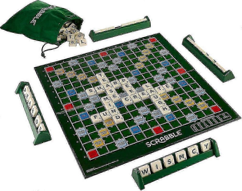 Deluxe Scrabble Experience, Locks Tiles in Place for 2 to 4 Players, Classic Game with Addictively Fun Gameplay for Ages 8 and Up