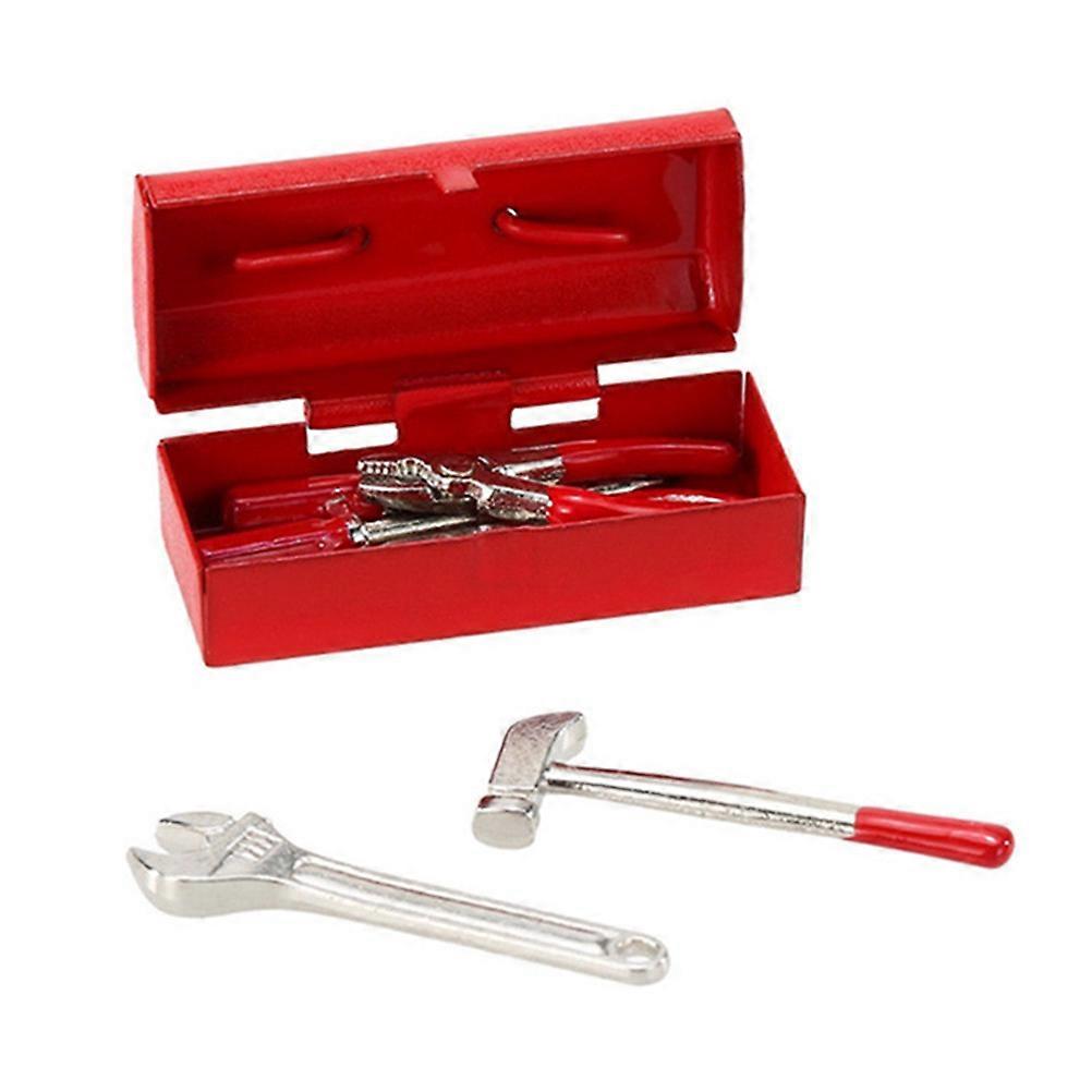 Miniature Tools Hammer Shape Mini House Accessories Alloy Red Decorative for 1 Set