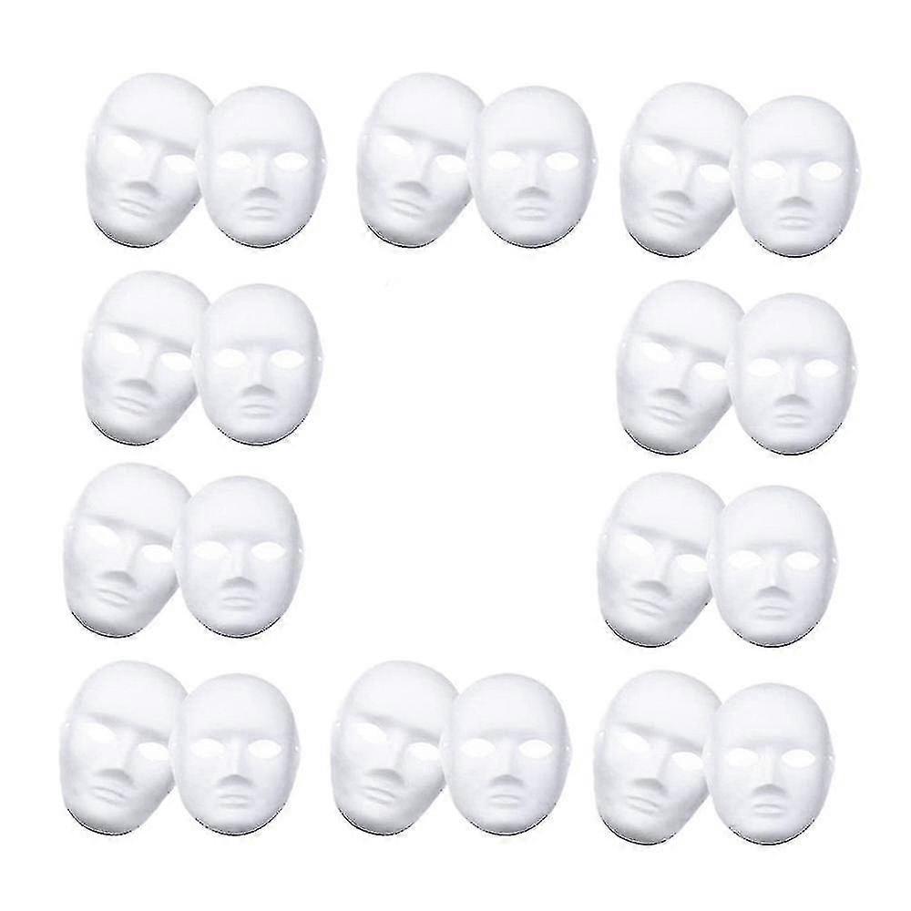 12-Pack Plain White DIY Paper Masks for Halloween Cosplay and Parties