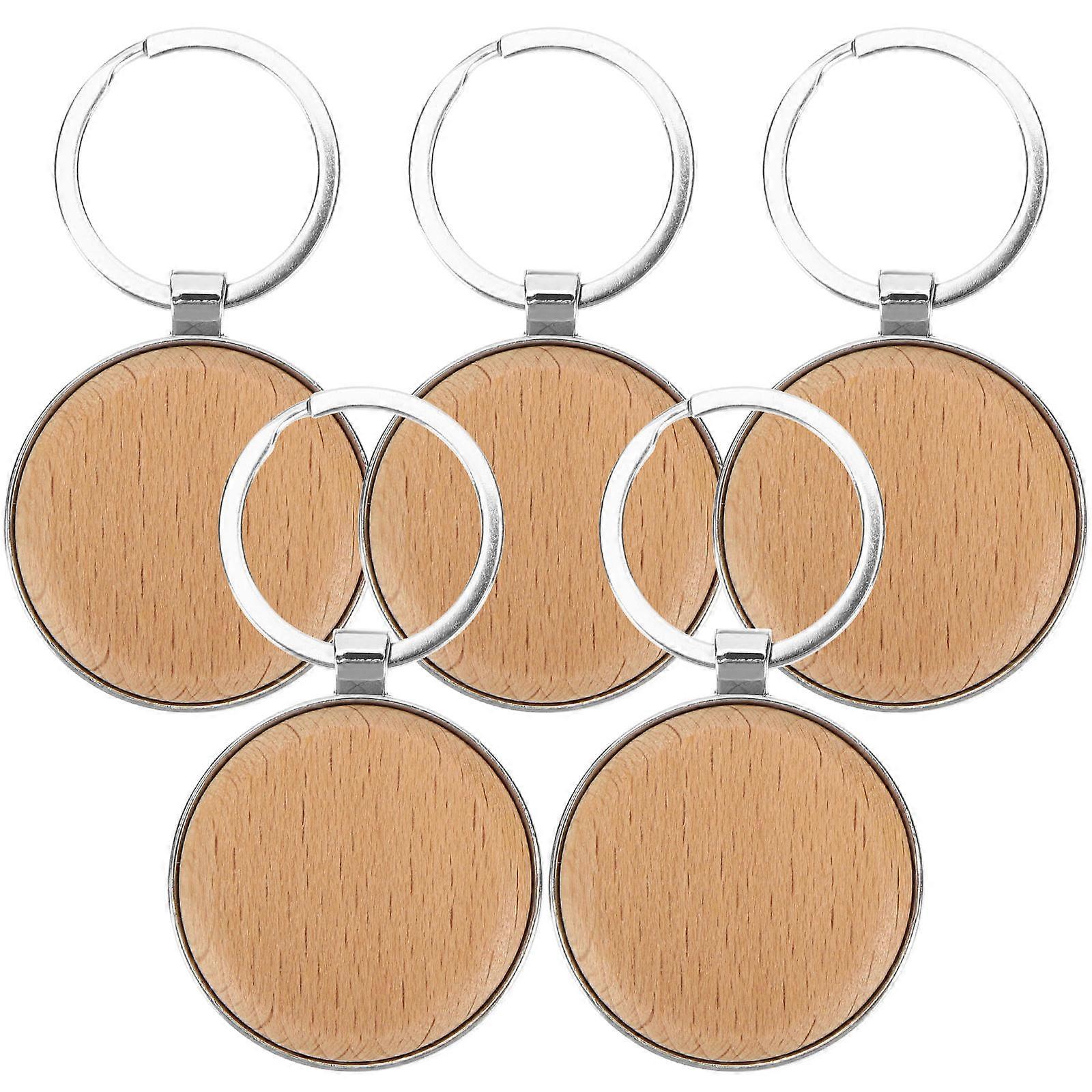 Blank Keyrings Keyring Chain Craft Wooden Key Chain For Home Decor Keys 5Pcs