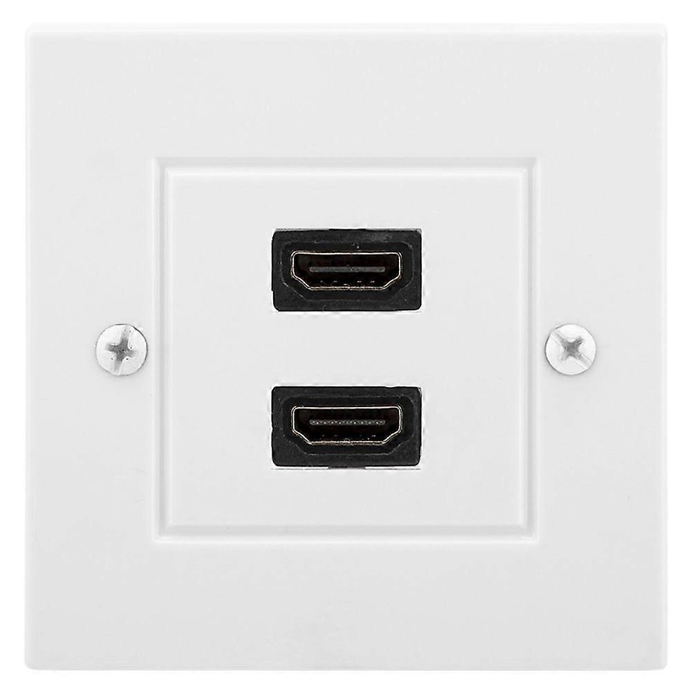 White Dual Port HDMI Wall Plate Panel for Hotel Home Office Building US Standard
