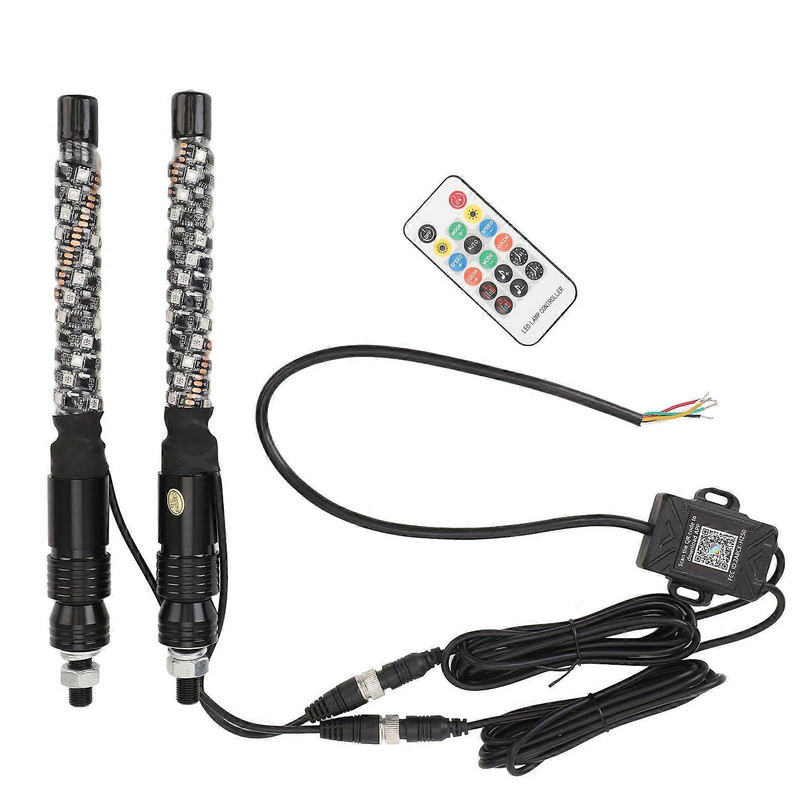1ft LED Whip Light 20 Colors Waterproof Overload Protection Remote Control Flagpole Antenna Whips Lamp 12 to 24V