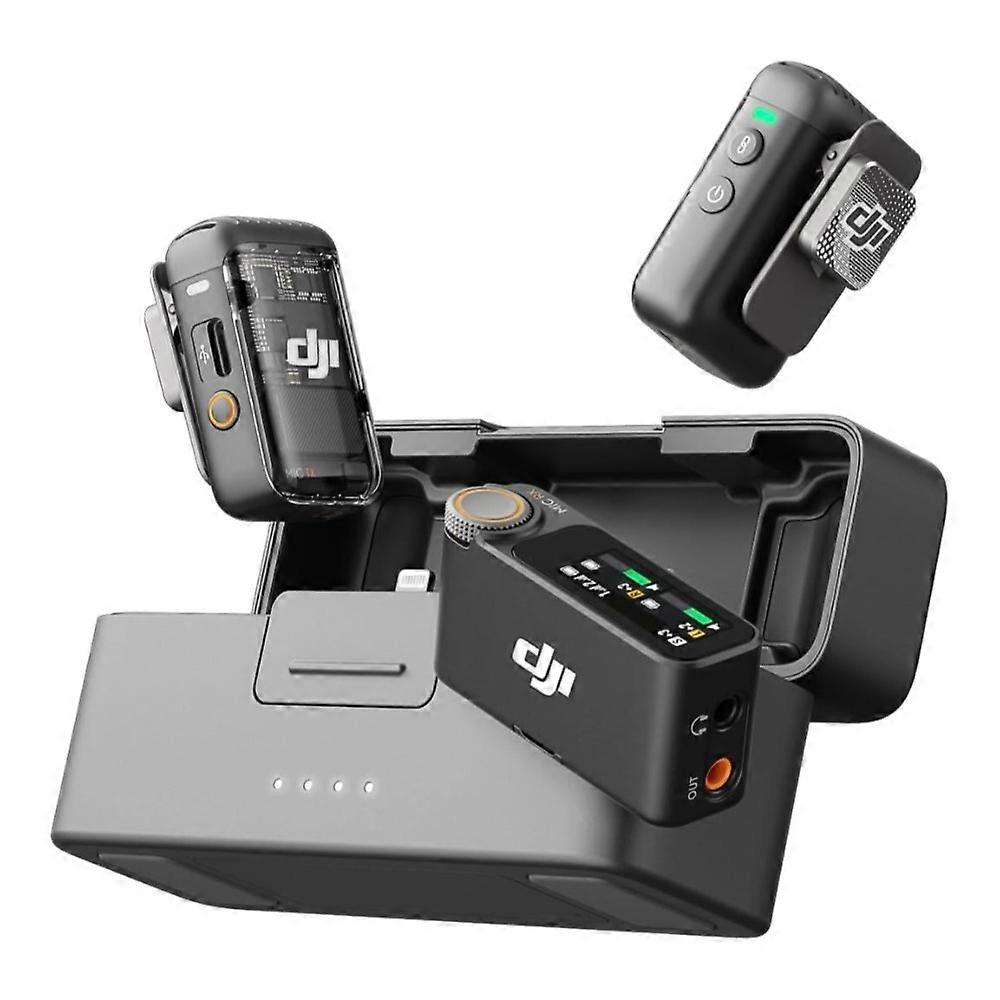 DJI Mic 2 (2TX+1RX+Charging Case), Wireless Lavalier Microphone, Intelligent Noise Cancelling, 32-bit Float Internal Recording