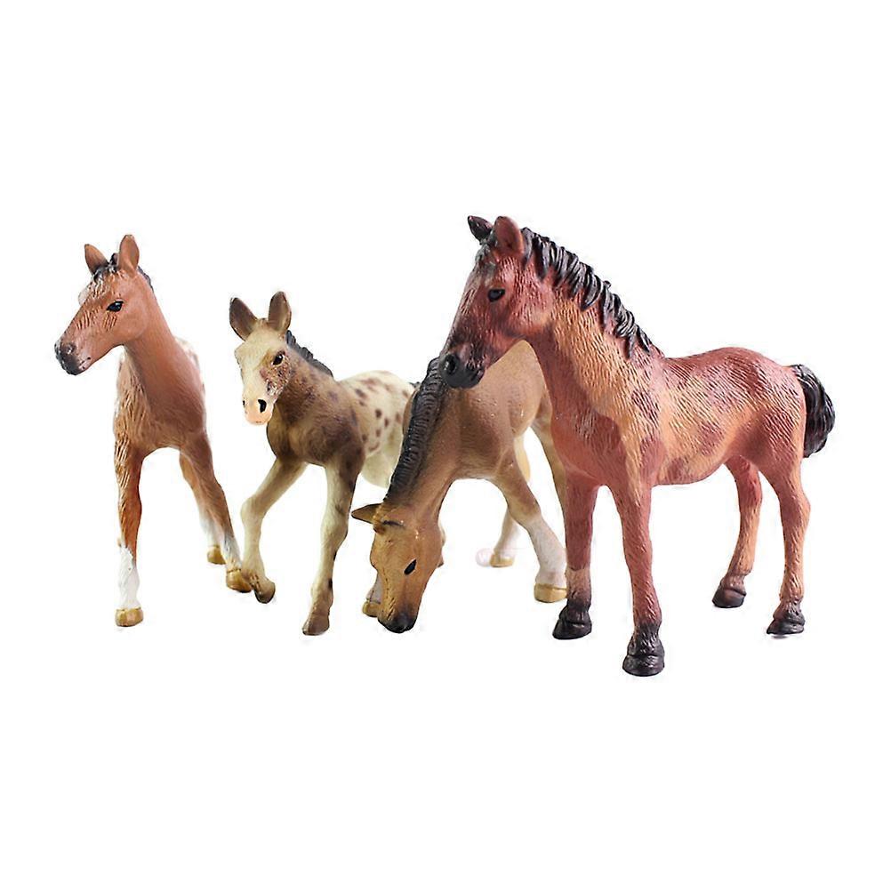 Plastic Simulation Horse Ornament for Decoration 4Pcs Indoor Decor