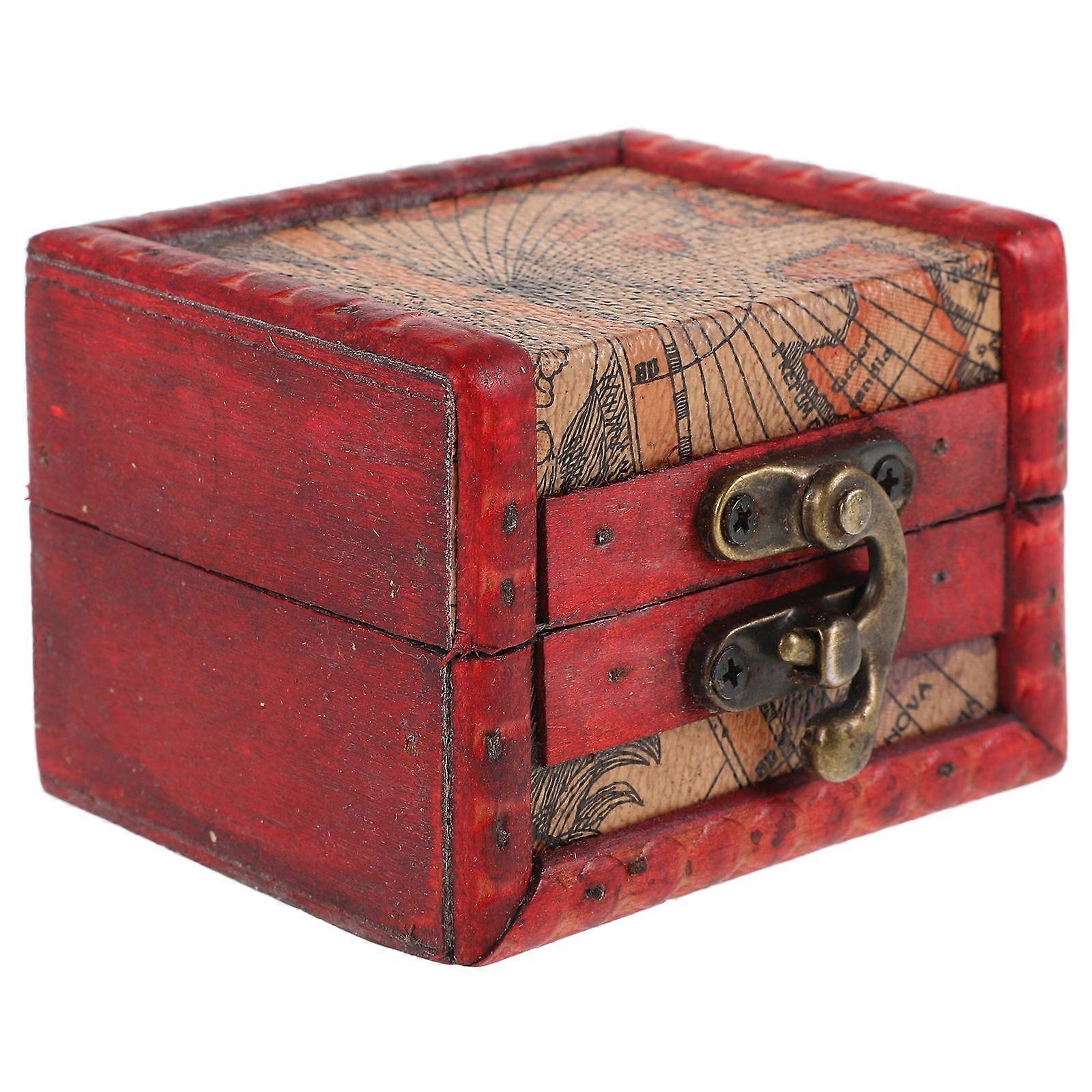 Wooden Storage Box Vintage Jewelry Box for Storage 4Pcs with Map Design