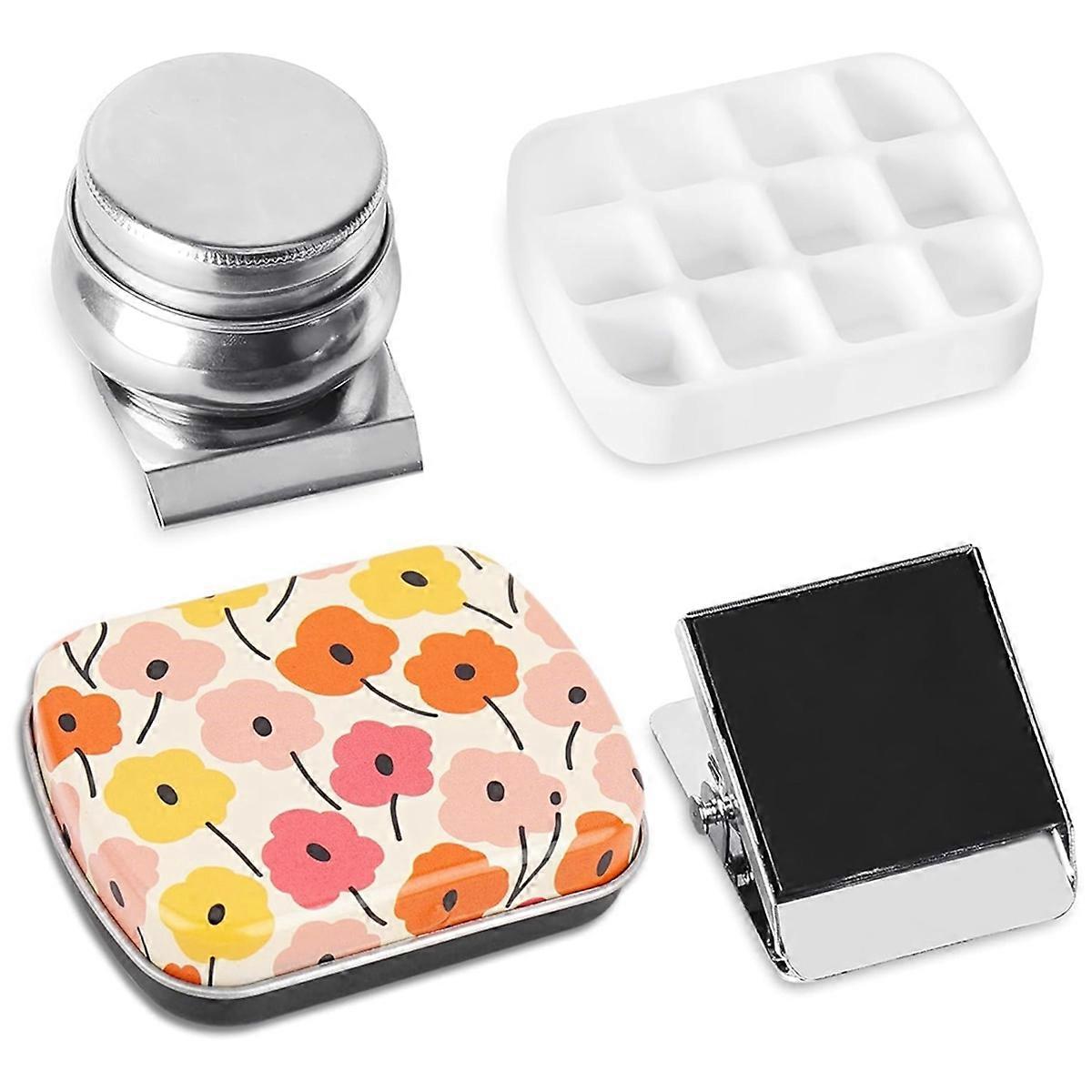 Mini Tin Box,Empty Watercolor Palette,Small Paint Storage Kits,A
