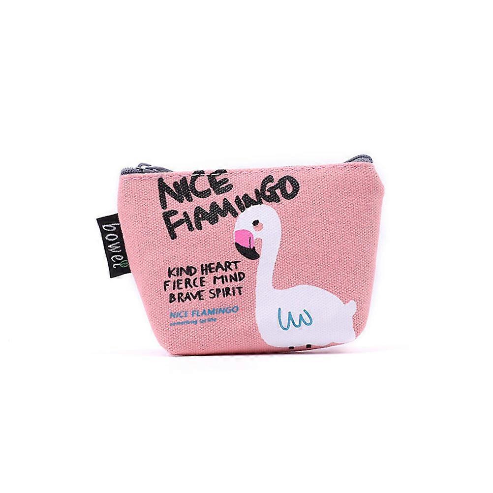 Flamingo Coin Purse for Women Canvas Cartoon Wallet 4Pcs Mixed Colors