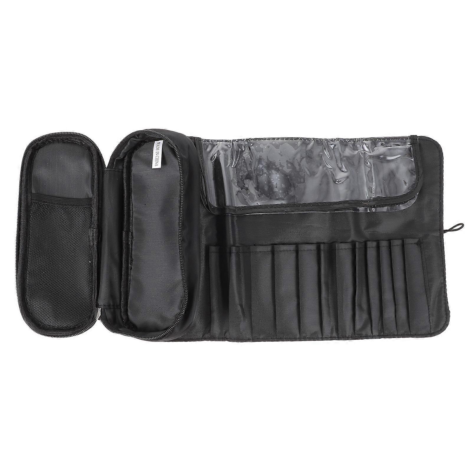 Travel Cosmetic Organizer Makeup Tools Bag For Home Use And Travel Use In Black Made With And Suede For Easy Storage 1Pc