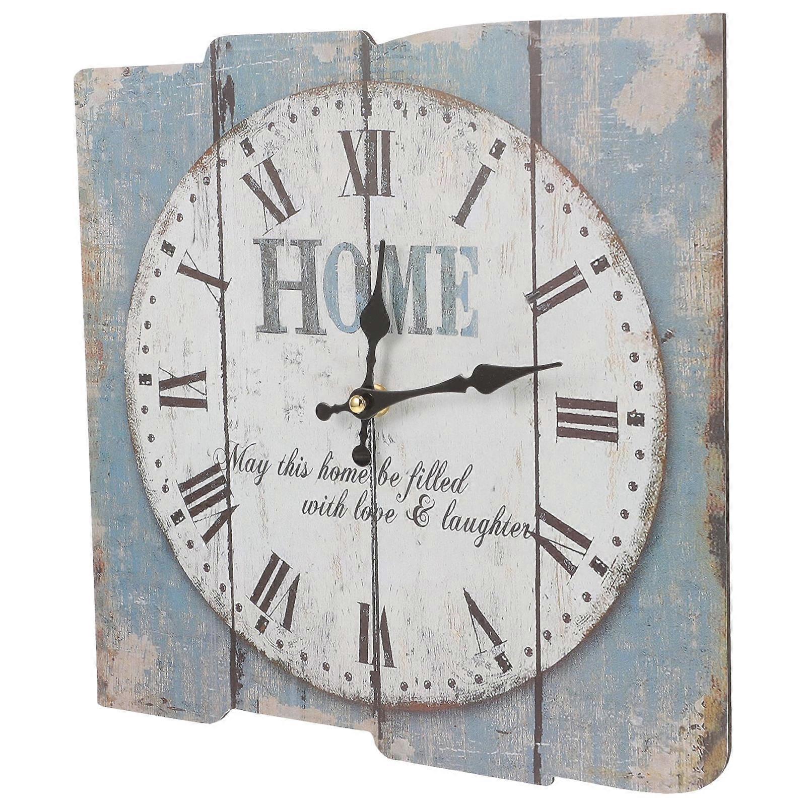 Clock Square Wooden Wall Clock for Decor 2Pcs Battery Operated