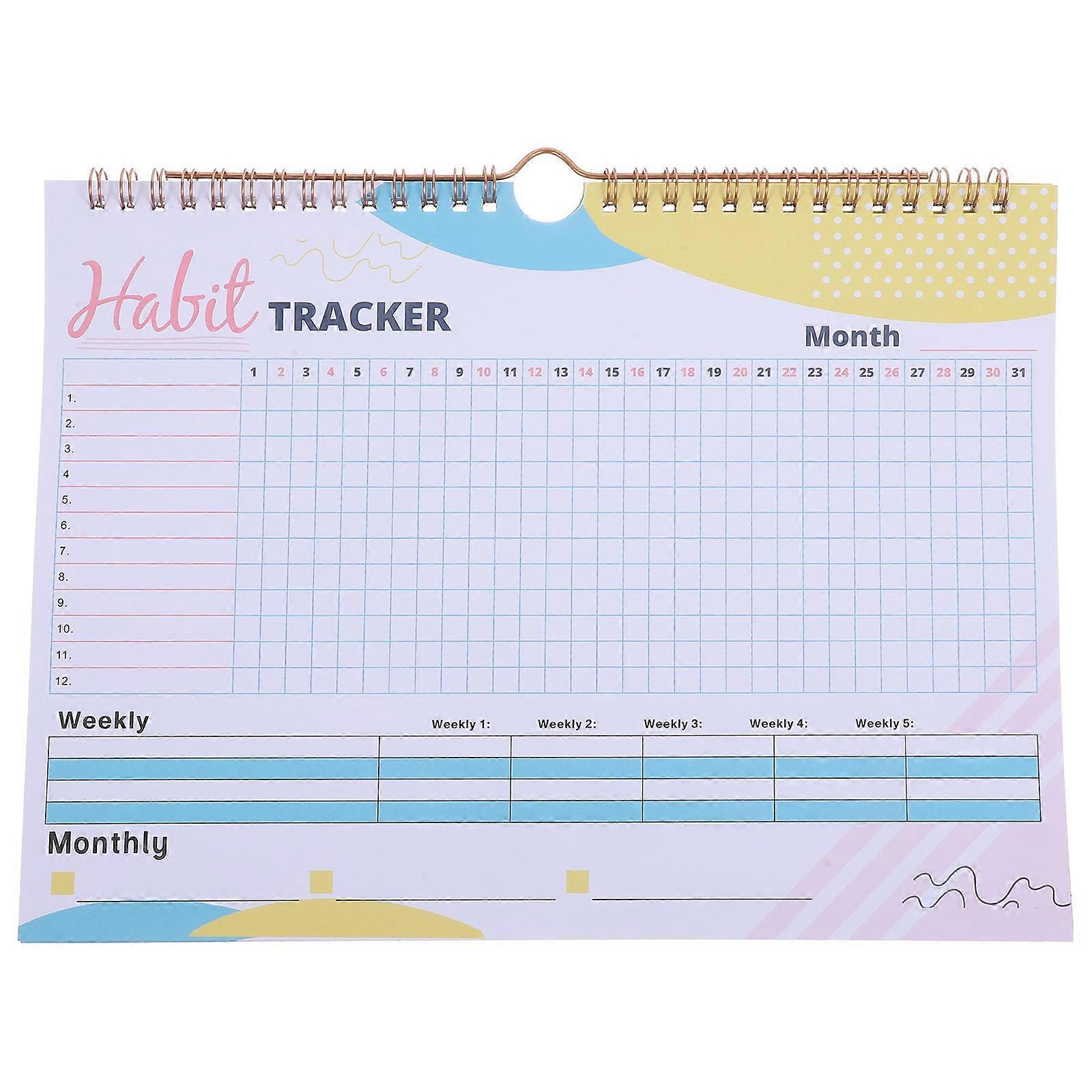 4Pcs English Habit Tracker Journal Suitable For Students Daily Use Simple Rectangular Design 11.20X8.45X0.39in