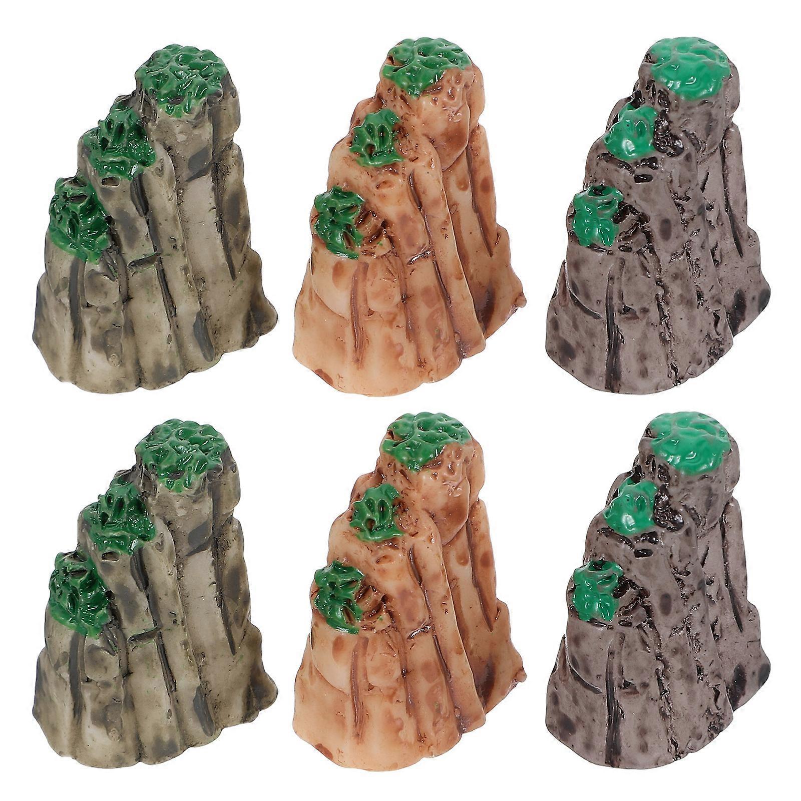 Resin Miniature Rockery Models for Micro Landscape Decoration 6Pcs Pack